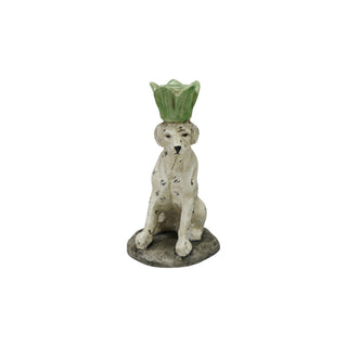 Painted Cast Iron Dog Shaped Taper Holder, Distressed Finish
