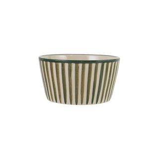 Hand-Painted Stoneware Striped Bowl
