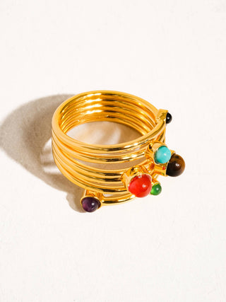 Teagan Orbit Gemstone Spiral Ring