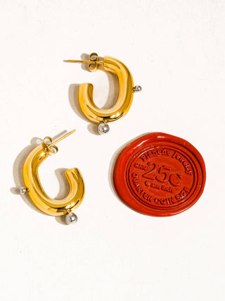 Arden Dual-Tone Orb Hoop Earrings