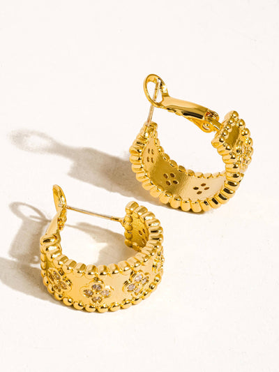 Isabel 18K Vintage Floral Hoop Earring