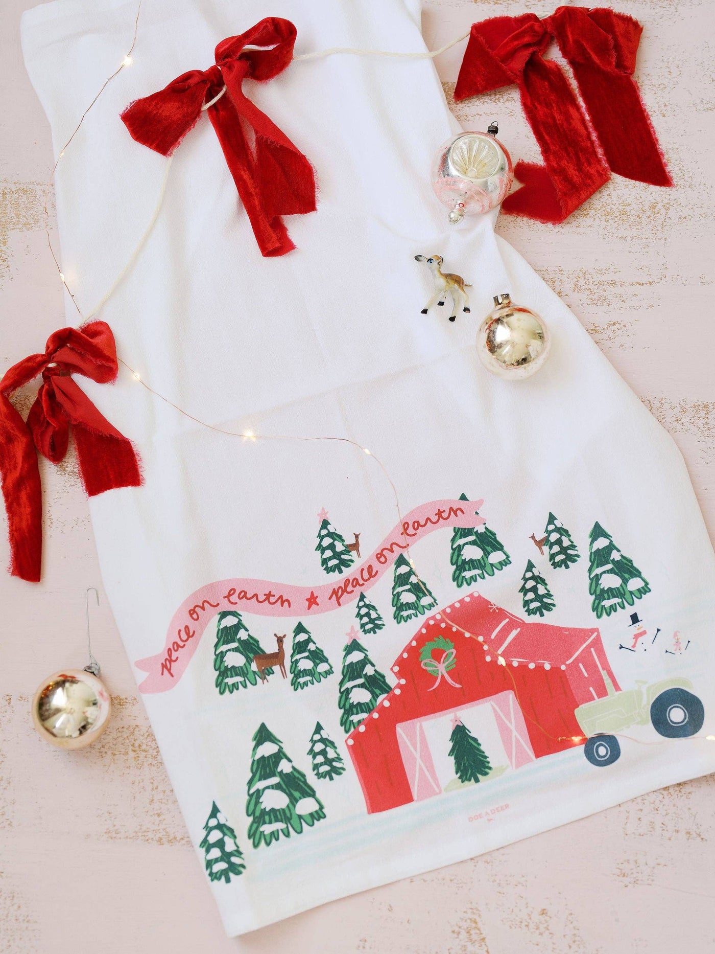 Peace on the Christmas Farm Flour Sack Towel