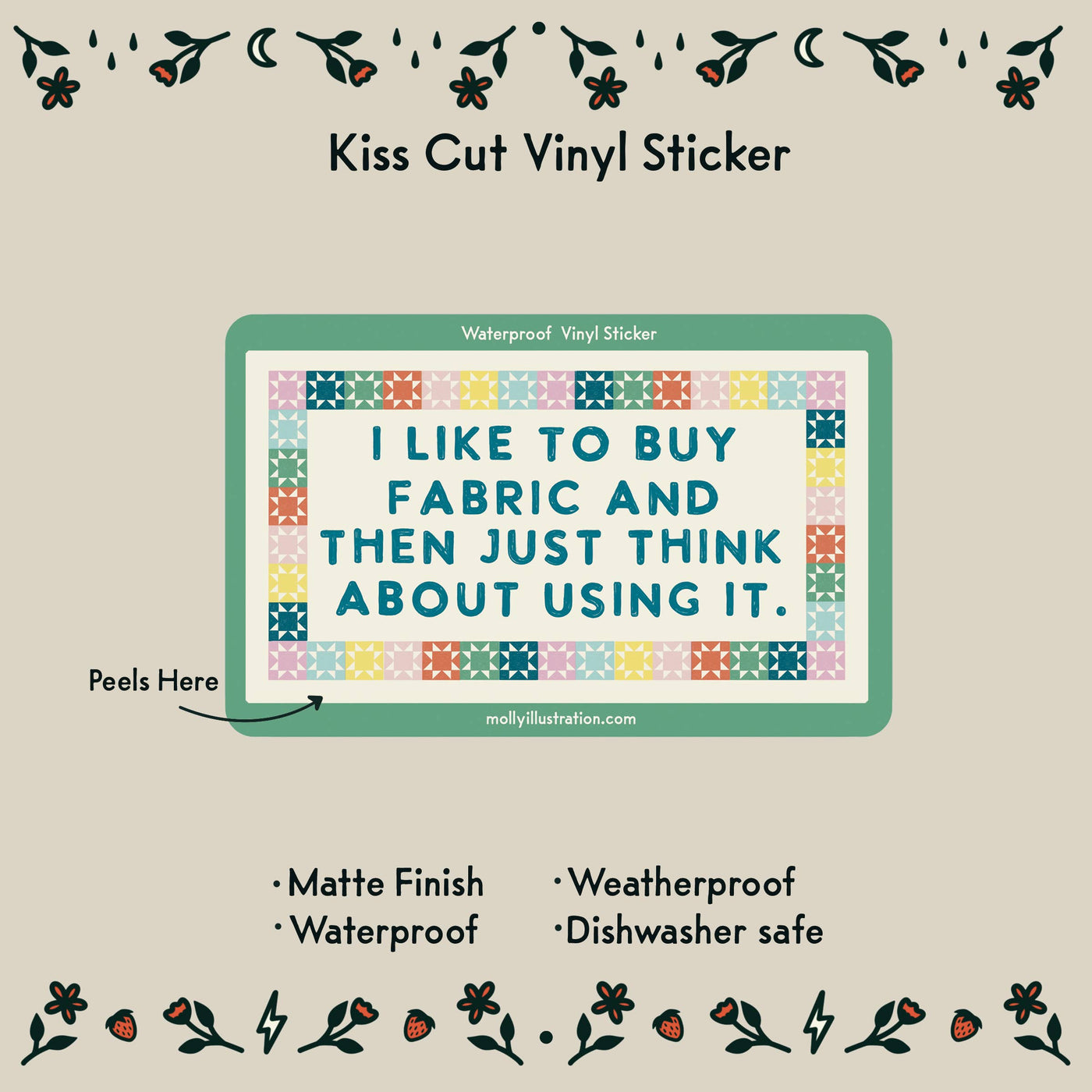 I Like to Buy Fabric Waterproof Vinyl Sticker