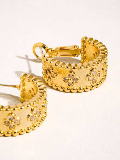 Isabel 18K Vintage Floral Hoop Earring
