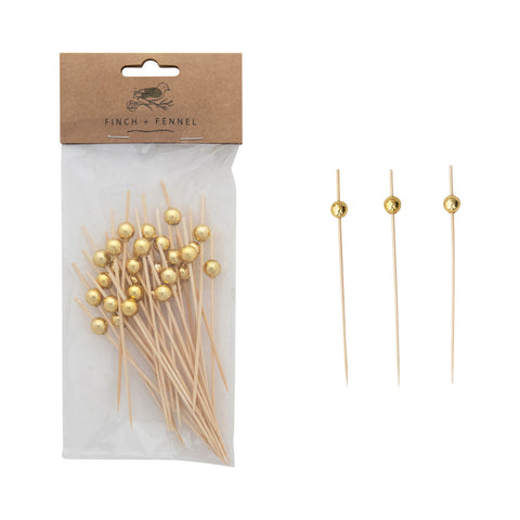 Gold Bamboo Single Use Picks | Set of 50
