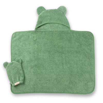 Hooded Towel + Wash Mitt Set | Sea Foam