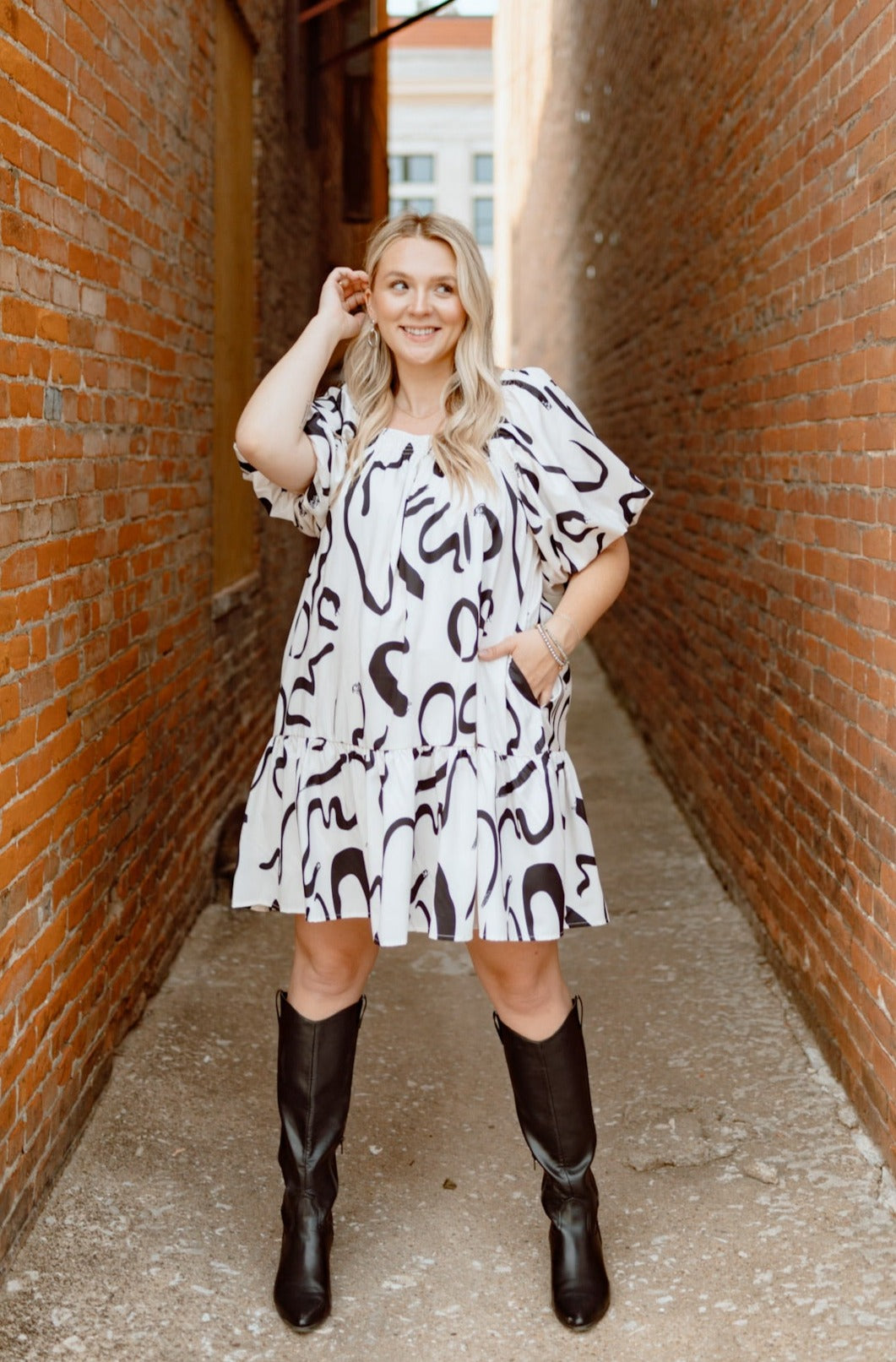 All Around Bubble Sleeve Dress