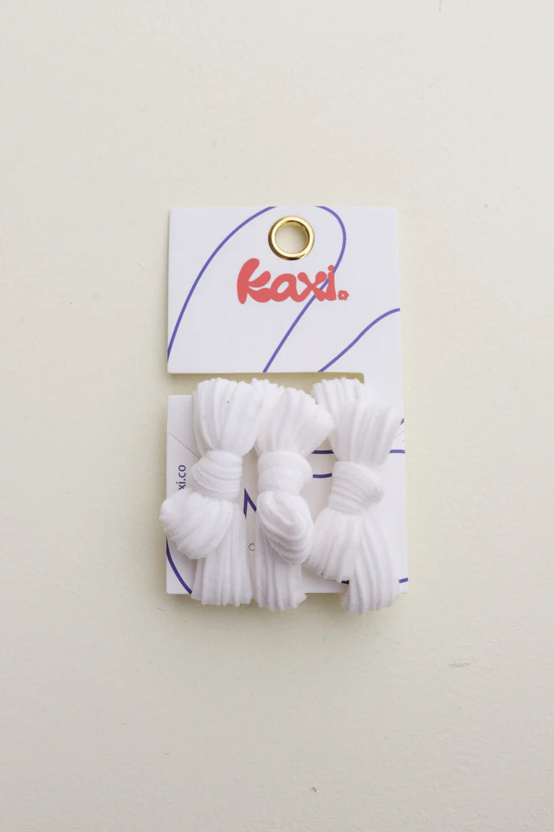 KAXI Bow Slick Back Ponytails - Set of 3 | White