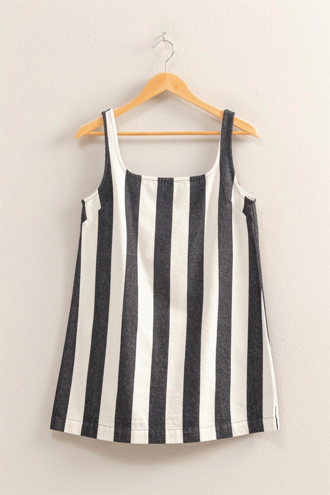 Devon Striped Square Neck Mini Dress | Black