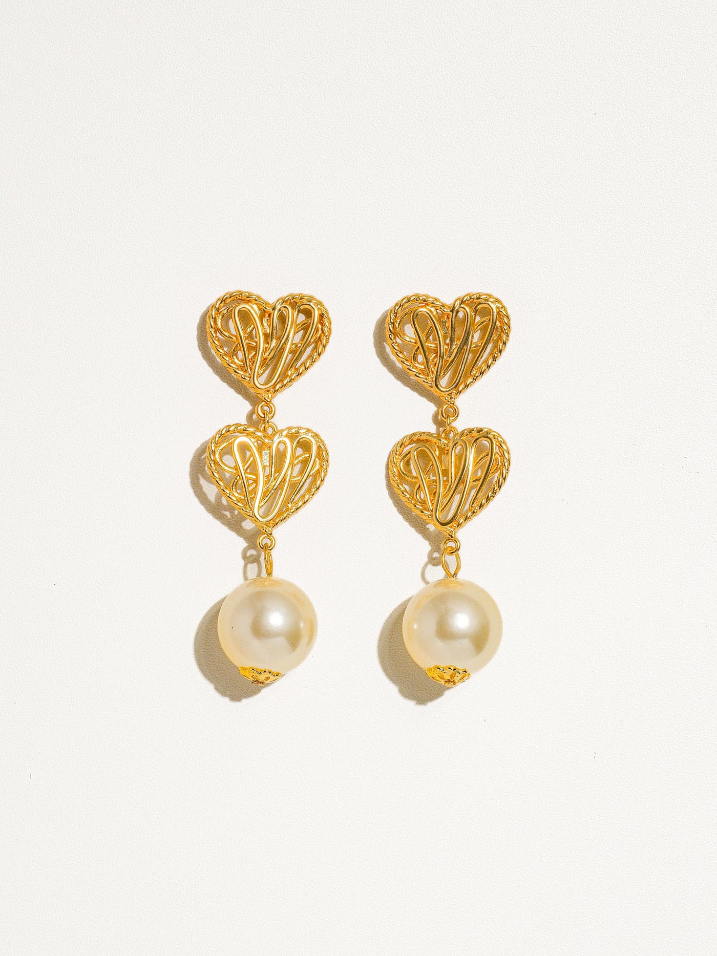 Aria French Heart and Pearl Earring