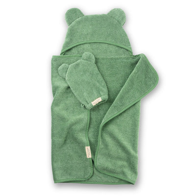 Hooded Towel + Wash Mitt Set | Sea Foam