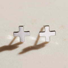 Swiss Cross Studs | Silver