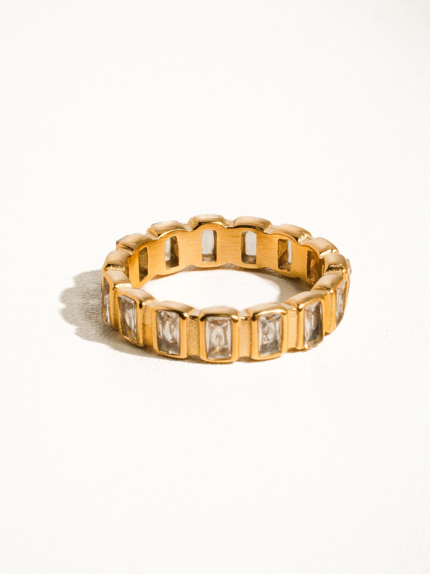 Sterling Non-Tarnish Gold Rhinestone Ring