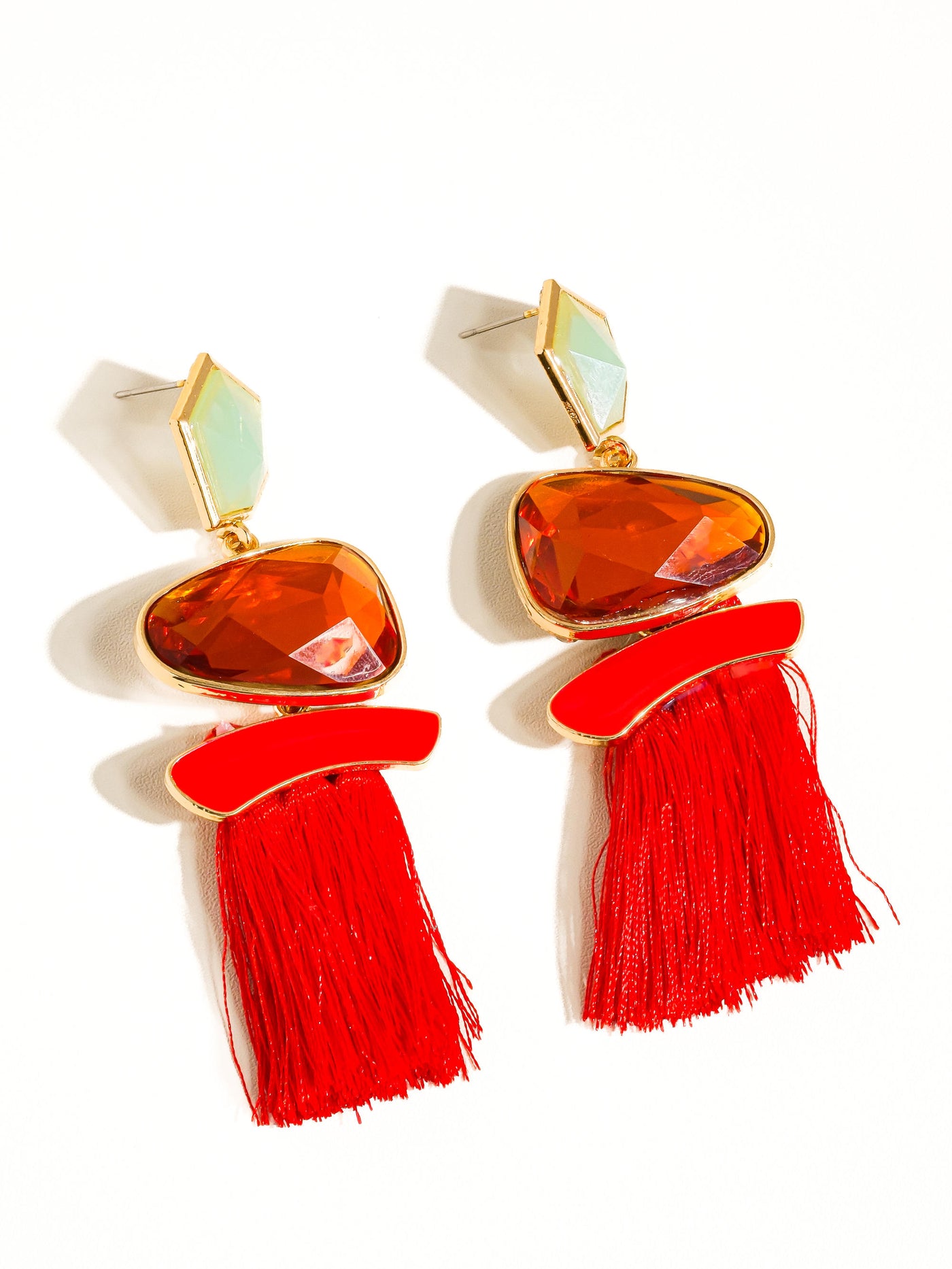 Resort Red Gem Tassel Earring