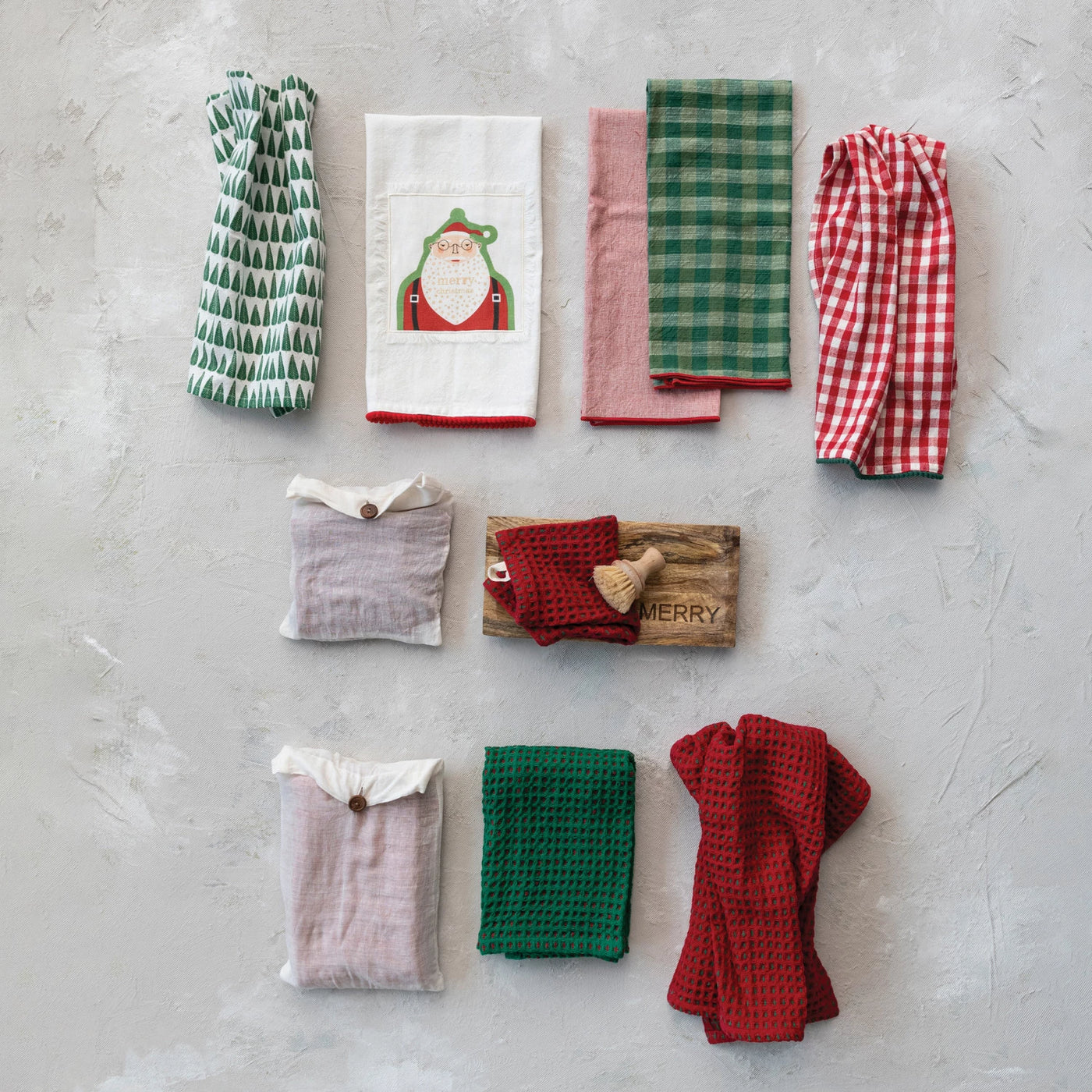 Holiday Gingham + Woven Tea Towel Set
