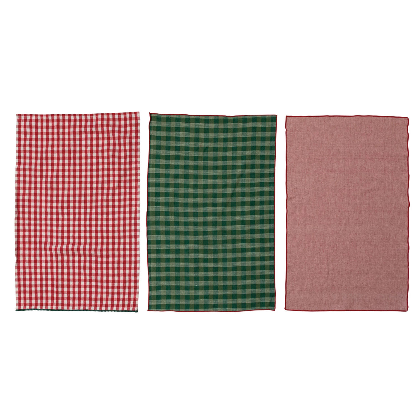 Holiday Gingham + Woven Tea Towel Set