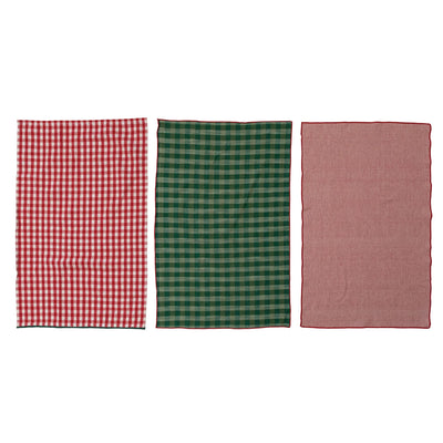 Holiday Gingham + Woven Tea Towel Set