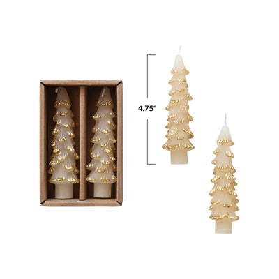 Ivory + Gold Tree Taper Candle