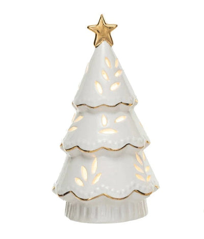 White Stoneware LED Christmas Tree