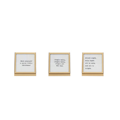 Metal & Glass Frame w/ Easel & Saying, 3 Styles (Holds 3" Square Photo)