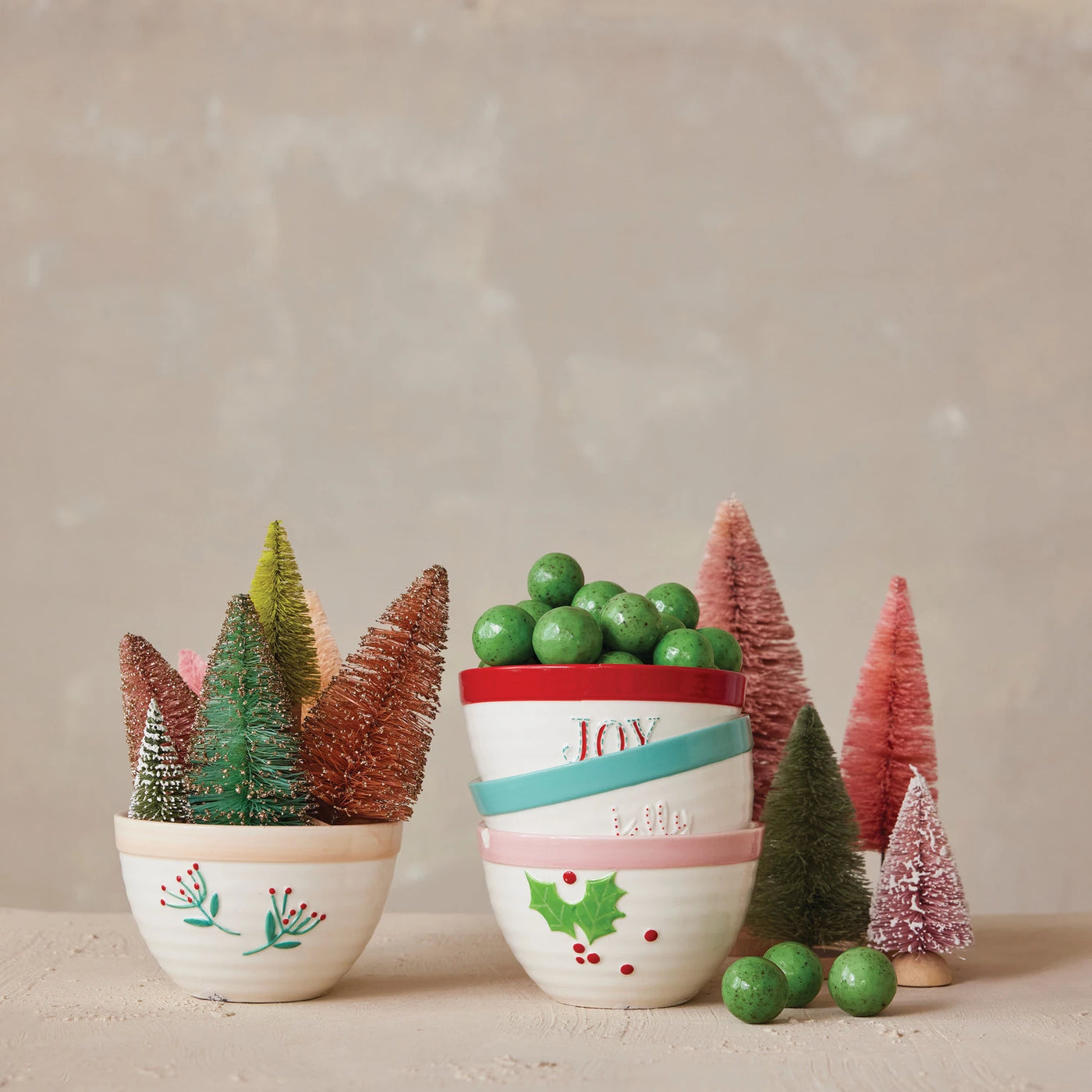 4" Stoneware Holiday Bowls