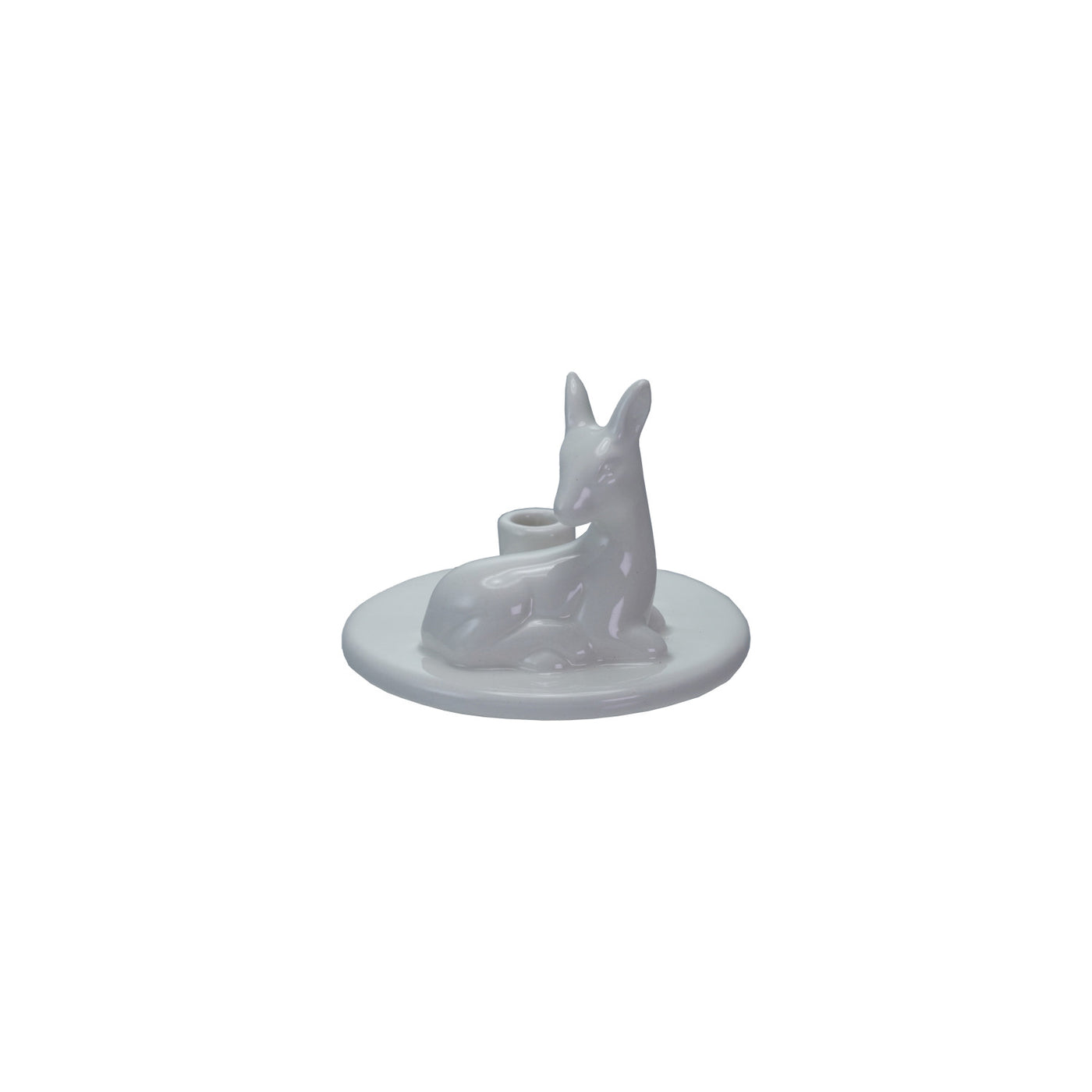 Ceramic Taper Holder with Deer, White (Holds 1/2" Taper)