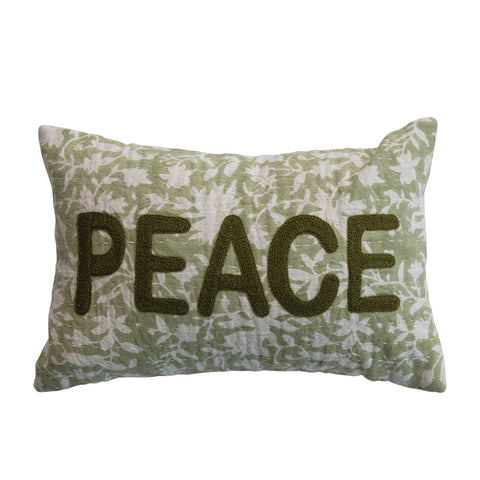 Peace Block Print Lumbar Pillow