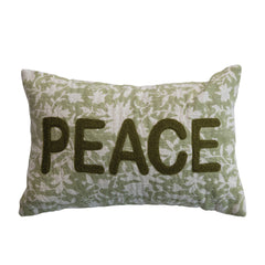Peace Block Print Lumbar Pillow