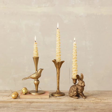 Antique Gold Resin Rabbit Taper Holder