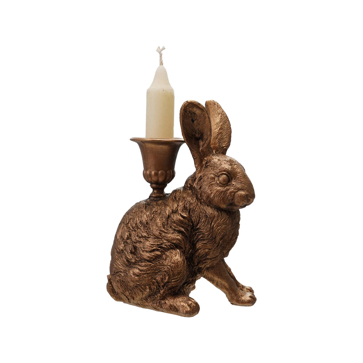 Antique Gold Resin Rabbit Taper Holder