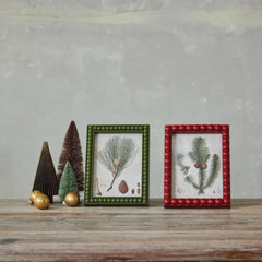 Hobnail Wood Frame + Pinecone Print