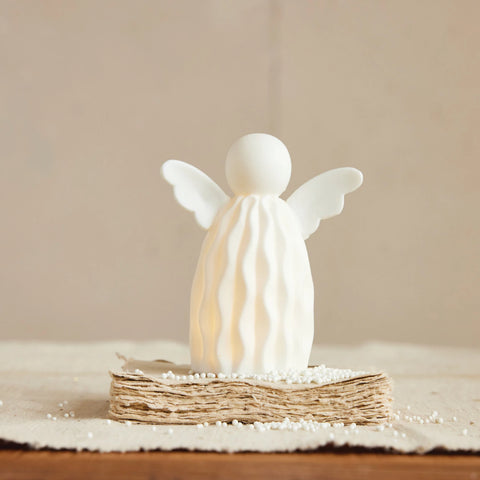 Stoneware Bisque Angel with LED Light