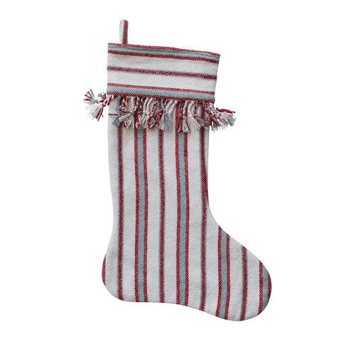 Holiday Fringe Stripe Stocking