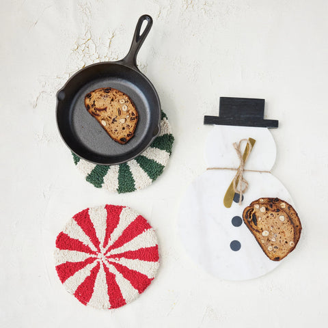 Tufted Cotton Peppermint Swirl Trivet