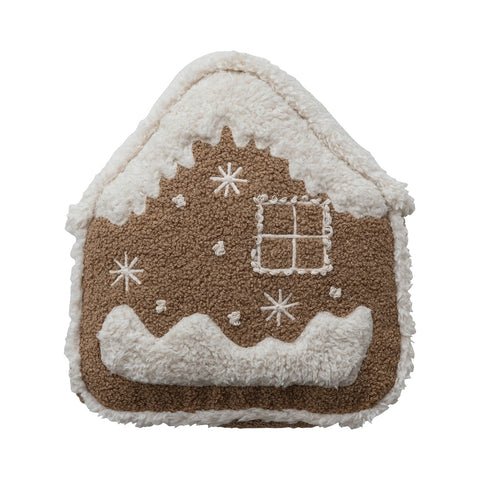 Bouclé Gingerbread House Pillow