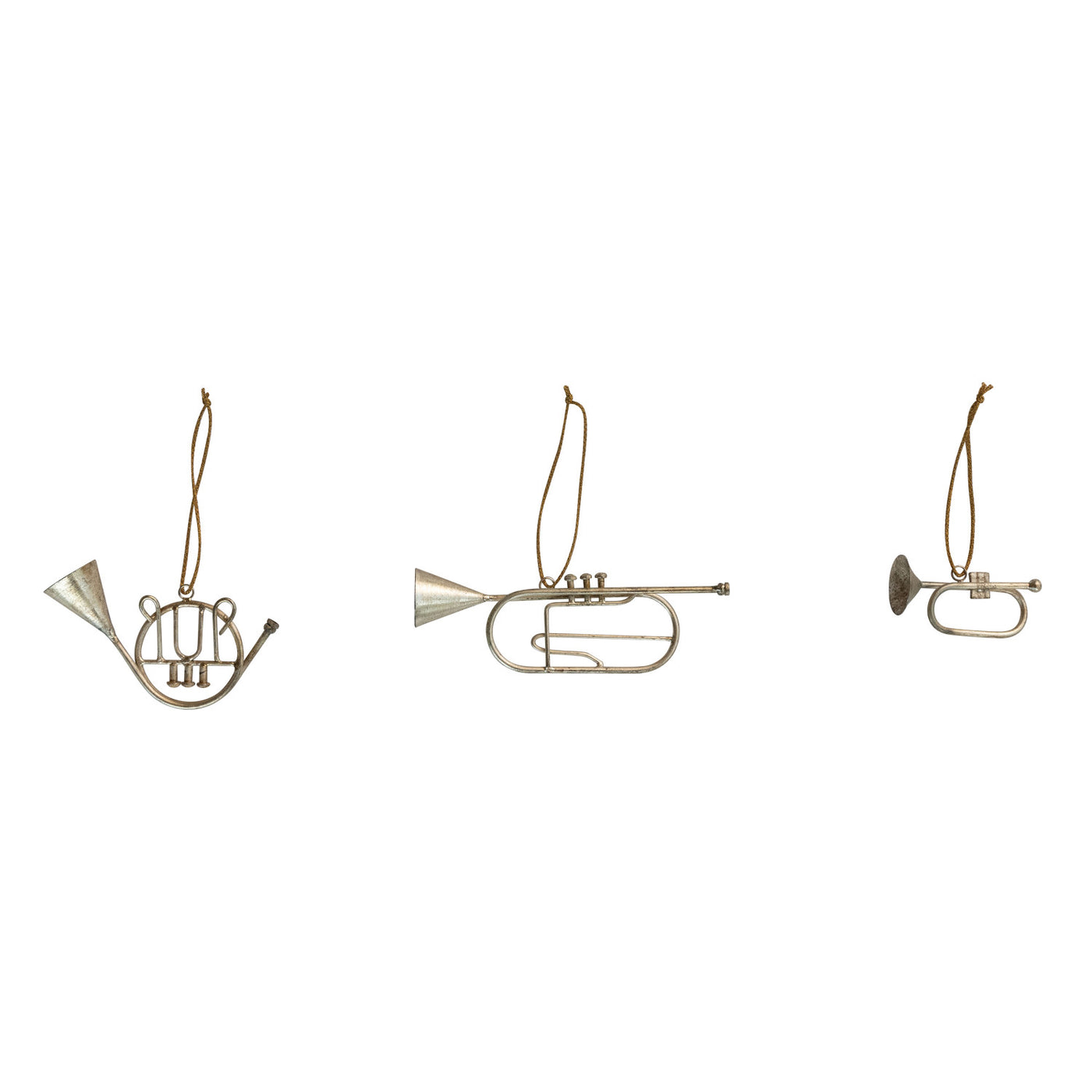 Metal Musical Instrument Ornament, Antique Silver Finish, 3 Styles