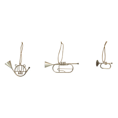 Metal Musical Instrument Ornament, Antique Silver Finish, 3 Styles