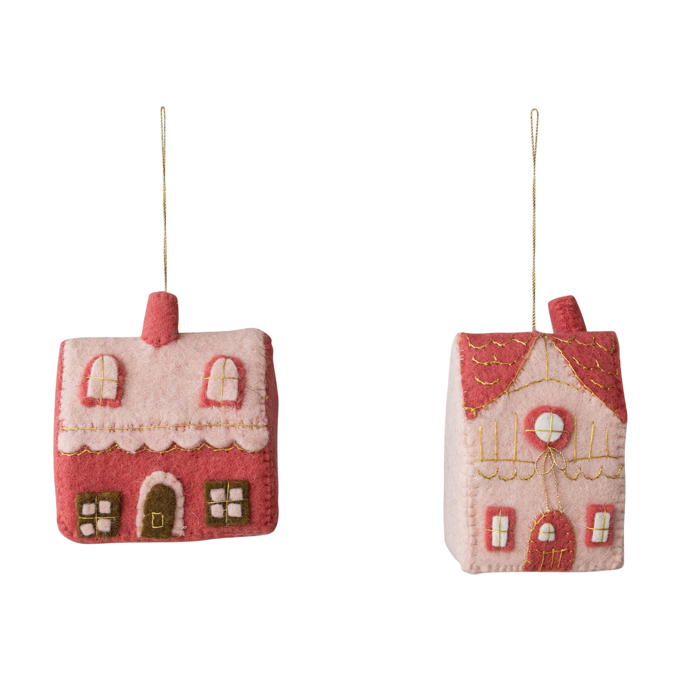 Handmade Wool Felt House Ornament, 2 Styles ©