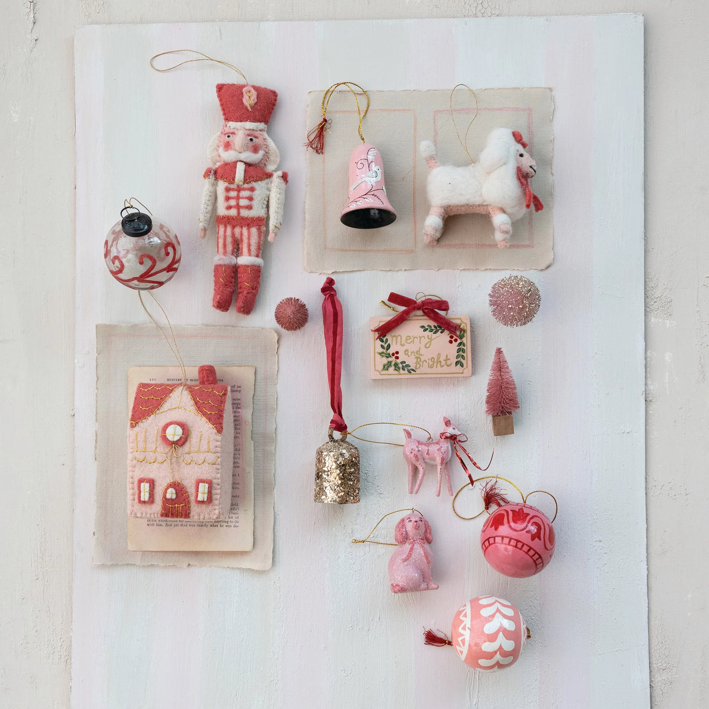 Whimsical Wool Felt Holiday Cottage Ornament