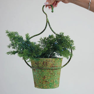 Distressed Hanging Metal Planter