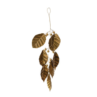 Metal Leaves & Jingle Bells Ornament