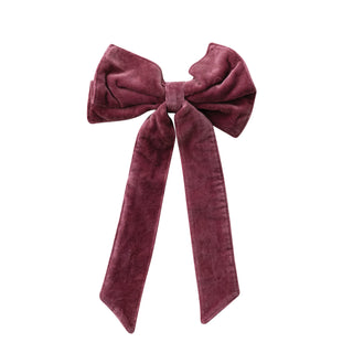 Cotton Velvet Clip on Bow