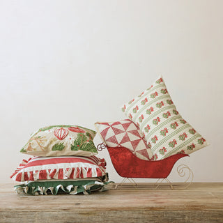 Embroidered Ornament & Snowflake Pillow