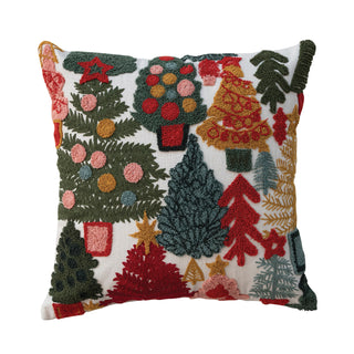 Embroidered Christmas Tree Pillow