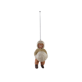 Handmade Paper Mache Winter Boy Ornament
