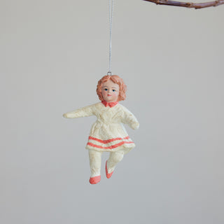 Handmade Paper Mache Vintage Girl Ornament