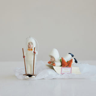 Vintage Inspired Child Skiing Ornament