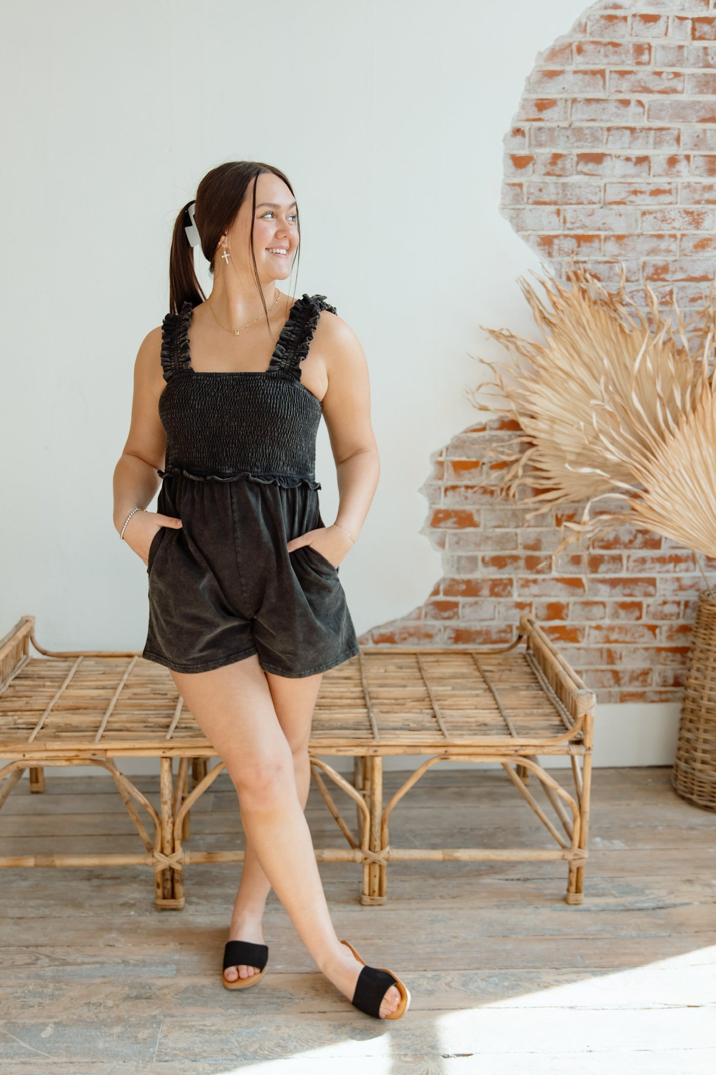 Tie Breaker Washed Romper