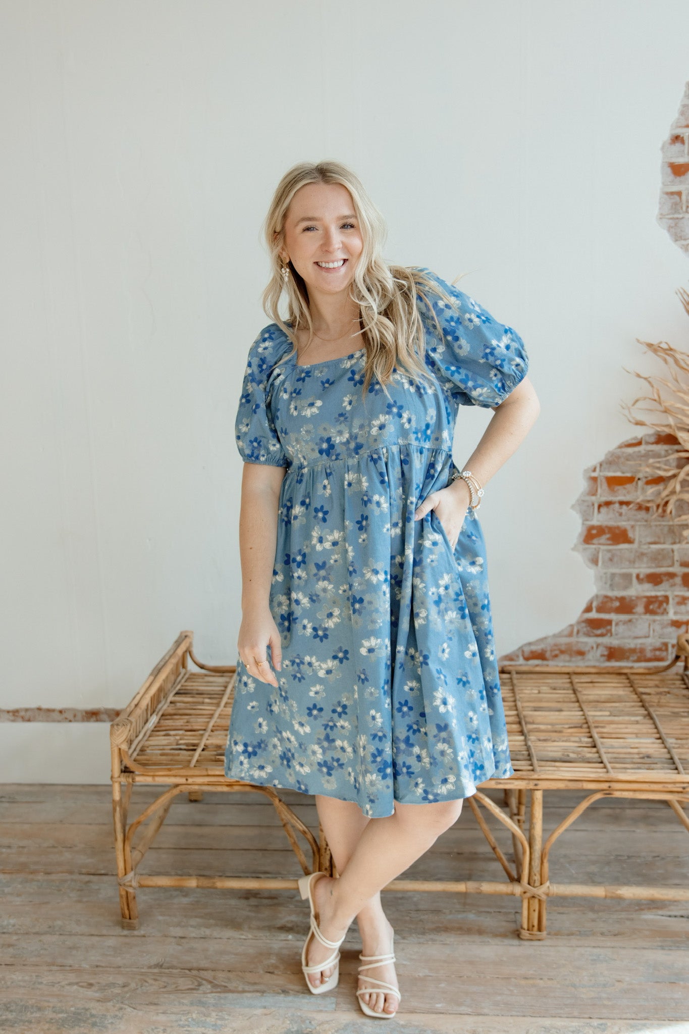 Color Me Blue Puff Sleeve Dress