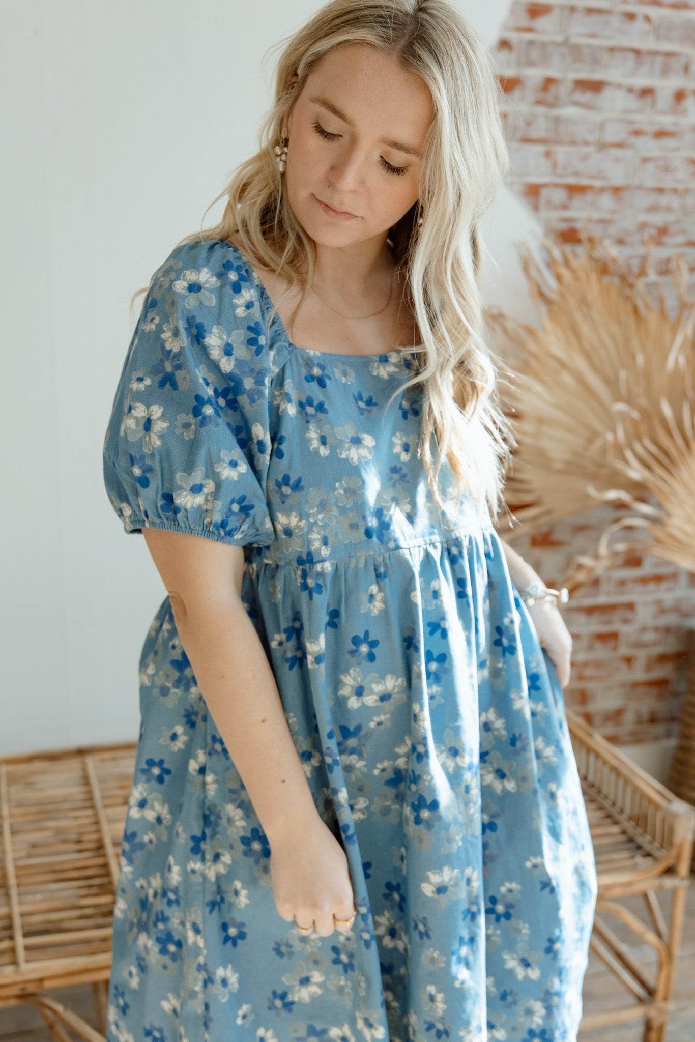 Color Me Blue Puff Sleeve Dress